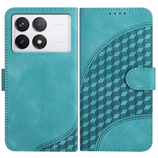 For Xiaomi Redmi K70 YX0060 Elephant Head Embossed Phone Leather Case with Lanyard(Light Blue) - K70 Cases by buy2fix | Online Shopping UK | buy2fix