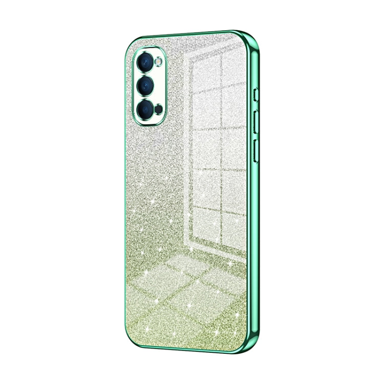 For OPPO Reno4 Gradient Glitter Powder Electroplated Phone Case(Green) - OPPO Cases by buy2fix | Online Shopping UK | buy2fix