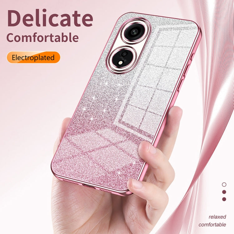 For OPPO A58 5G / A58x 5G Gradient Glitter Powder Electroplated Phone Case(Pink) - OPPO Cases by buy2fix | Online Shopping UK | buy2fix