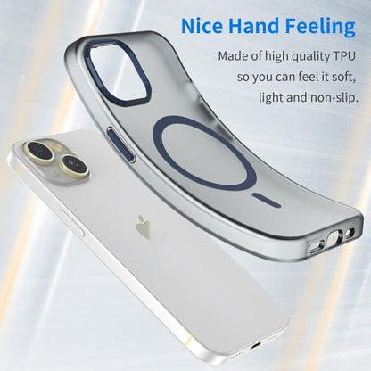 For iPhone 16 MagSafe Frosted Translucent TPU + PC Full Coverage Phone Case(Dark Blue) - iPhone 16 Cases by buy2fix | Online Shopping UK | buy2fix