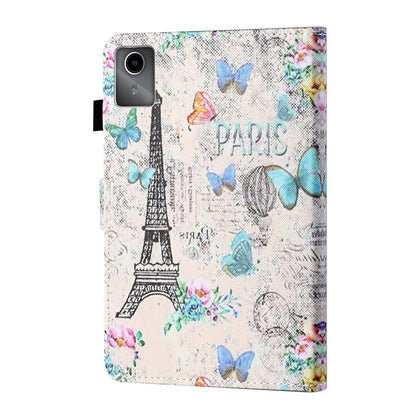 For Lenovo Tab M11/ Xiaoxin Pad 11 2024 Coloured Drawing Stitching Smart Leather Tablet Case(Tower Butterflies) - Lenovo by buy2fix | Online Shopping UK | buy2fix