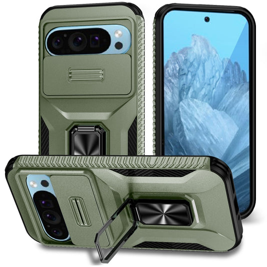 For Google Pixel 9 / Pixel 9 Pro Sliding Camshield Holder Phone Case(Alpine Green) - Google Cases by buy2fix | Online Shopping UK | buy2fix