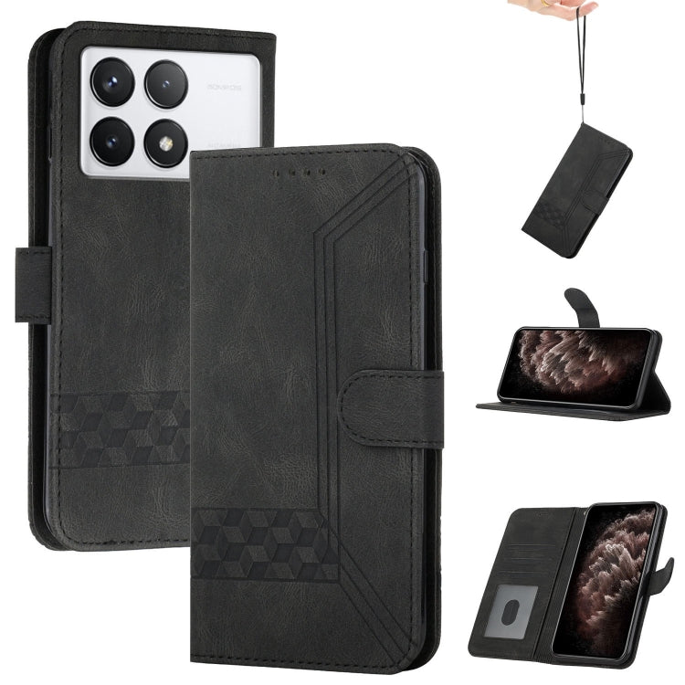 For Xiaomi Redmi K70 Cubic Skin Feel Flip Leather Phone Case(Black) - K70 Cases by buy2fix | Online Shopping UK | buy2fix