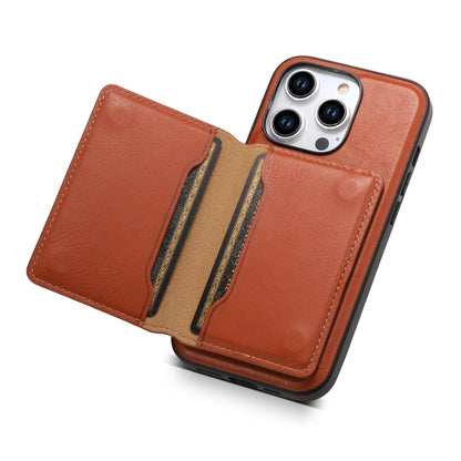 For iPhone 15 Pro Max Denior Cowhide Texture Leather MagSafe Detachable Wallet Phone Case(Brown) - iPhone 15 Pro Max Cases by Denior | Online Shopping UK | buy2fix