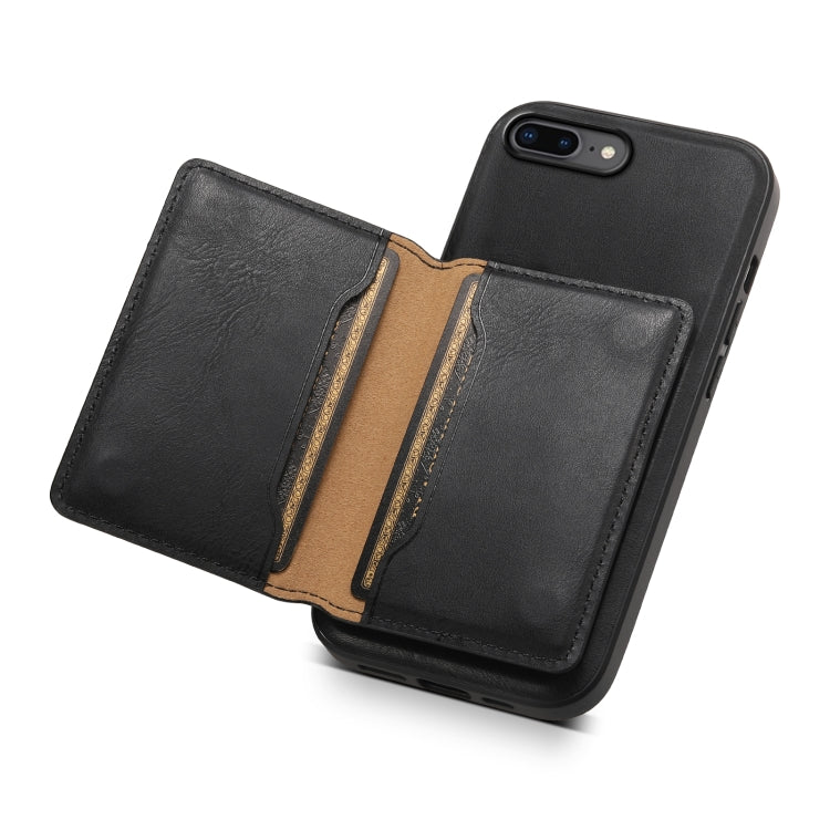 For iPhone 8 Plus/7 Plus Denior Cowhide Texture Leather MagSafe Detachable Wallet Phone Case(Black) - More iPhone Cases by Denior | Online Shopping UK | buy2fix