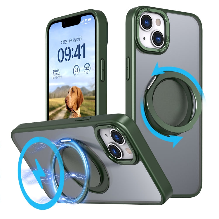 For iPhone 14 Plus 360-degree Rotating MagSafe Magnetic Holder Phone Case(Green) - iPhone 14 Plus Cases by buy2fix | Online Shopping UK | buy2fix