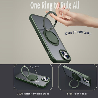 For iPhone 14 Plus 360-degree Rotating MagSafe Magnetic Holder Phone Case(Green) - iPhone 14 Plus Cases by buy2fix | Online Shopping UK | buy2fix