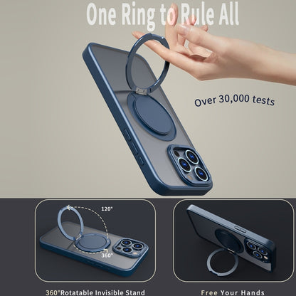 For iPhone 15 Pro 360-degree Rotating MagSafe Magnetic Holder Phone Case(Navy Blue) - iPhone 15 Pro Cases by buy2fix | Online Shopping UK | buy2fix