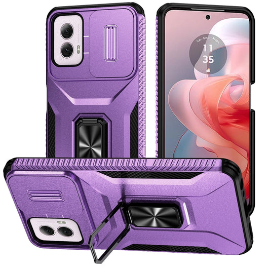 For Motorola Moto G Power 2024 Sliding Camshield Holder Phone Case(Purple) - Motorola Cases by buy2fix | Online Shopping UK | buy2fix