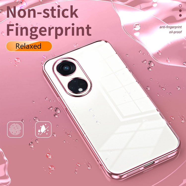 For OPPO Reno8 T 5G Transparent Plating Fine Hole Phone Case(Pink) - OPPO Cases by buy2fix | Online Shopping UK | buy2fix