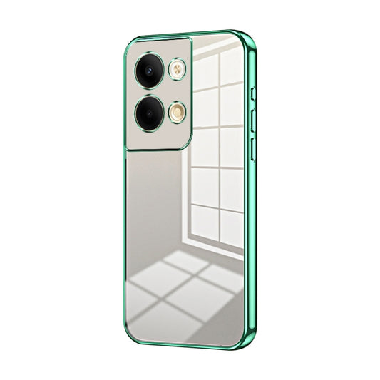 For OPPO Reno9 / Reno9 Pro Transparent Plating Fine Hole Phone Case(Green) - OPPO Cases by buy2fix | Online Shopping UK | buy2fix
