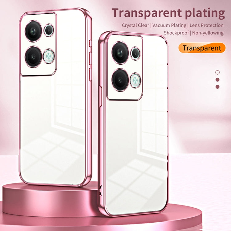 For OPPO Reno9 Pro+ Transparent Plating Fine Hole Phone Case(Purple) - OPPO Cases by buy2fix | Online Shopping UK | buy2fix
