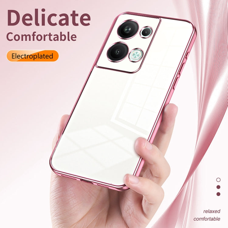 For OPPO Reno9 Pro+ Transparent Plating Fine Hole Phone Case(Silver) - OPPO Cases by buy2fix | Online Shopping UK | buy2fix