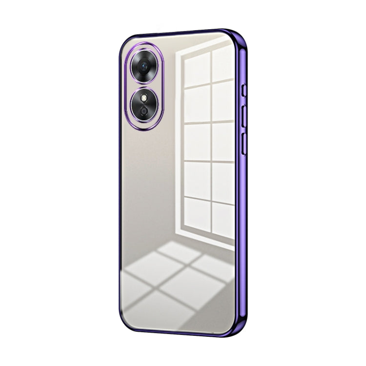 For OPPO A17 / A17K Transparent Plating Fine Hole Phone Case(Purple) - OPPO Cases by buy2fix | Online Shopping UK | buy2fix