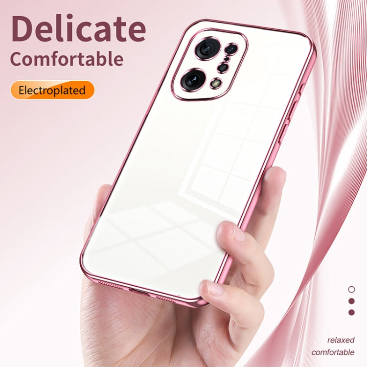 For OPPO Find X5 Transparent Plating Fine Hole Phone Case(Blue) - OPPO Cases by buy2fix | Online Shopping UK | buy2fix