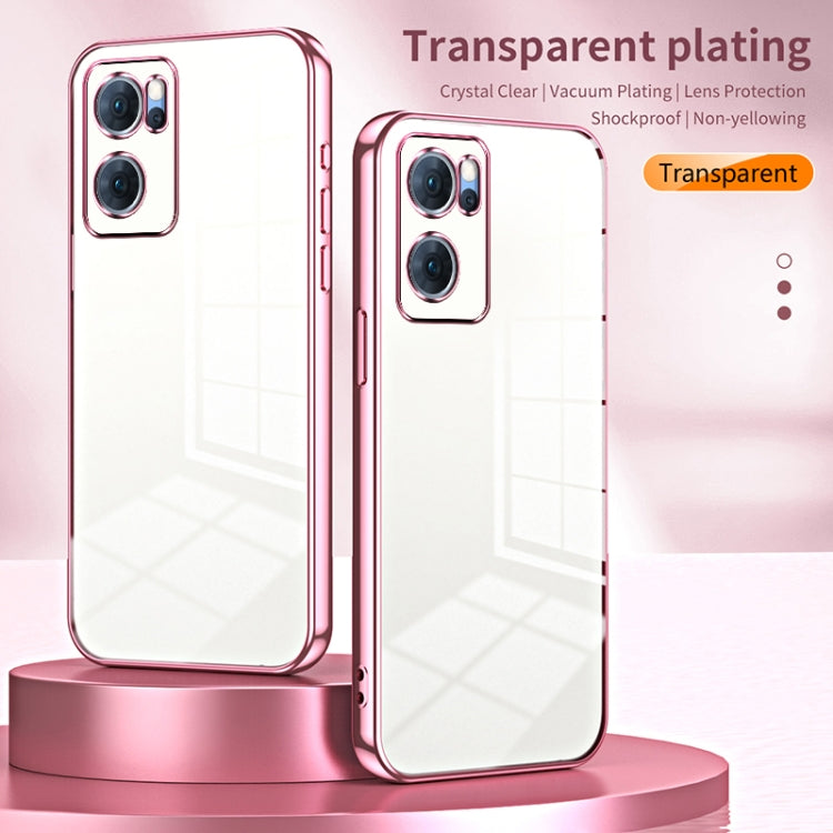 For OPPO Reno7 5G Transparent Plating Fine Hole Phone Case(Transparent) - OPPO Cases by buy2fix | Online Shopping UK | buy2fix