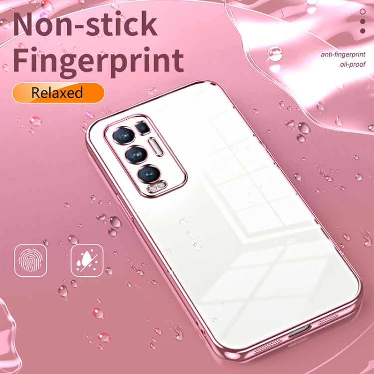 For OPPO Reno5 Pro+ Transparent Plating Fine Hole Phone Case(Blue) - OPPO Cases by buy2fix | Online Shopping UK | buy2fix