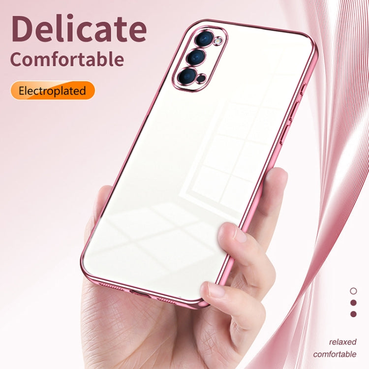 For OPPO Reno4 Transparent Plating Fine Hole Phone Case(Silver) - OPPO Cases by buy2fix | Online Shopping UK | buy2fix