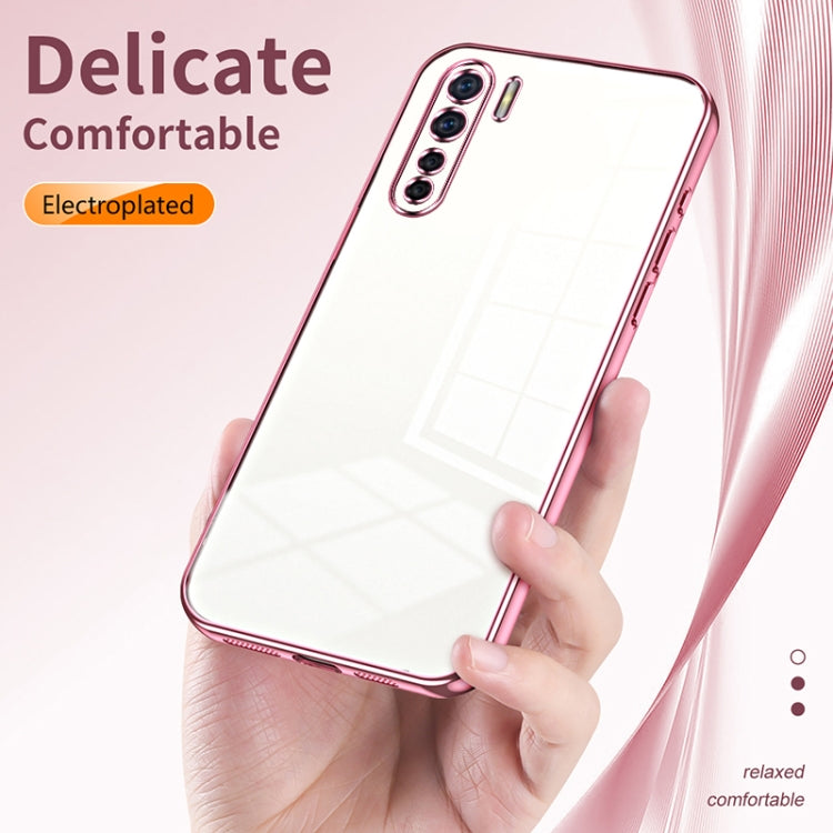 For OPPO Reno3 4G / F15 / A91 Transparent Plating Fine Hole Phone Case(Transparent) - OPPO Cases by buy2fix | Online Shopping UK | buy2fix