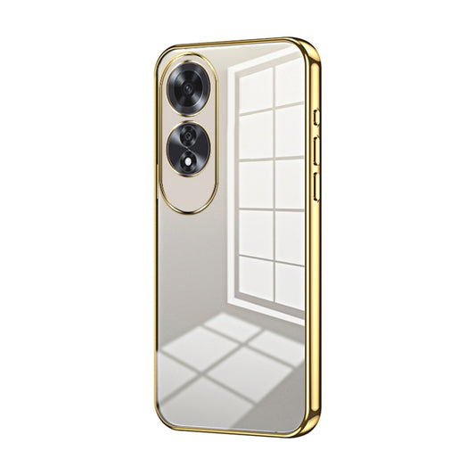 For OPPO A60 Transparent Plating Fine Hole Phone Case(Gold) - OPPO Cases by buy2fix | Online Shopping UK | buy2fix