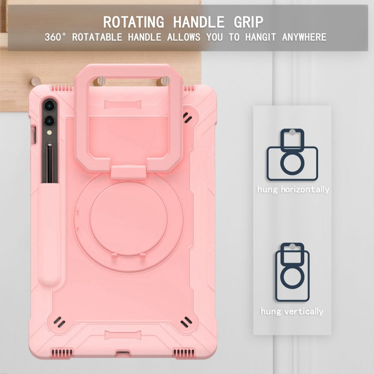 For Samsung Galaxy Tab S9 FE+ / S9+ Handle Robot Silicone Hybrid PC Tablet Case(Rose Gold) - Galaxy Tab S9+ Cases by buy2fix | Online Shopping UK | buy2fix