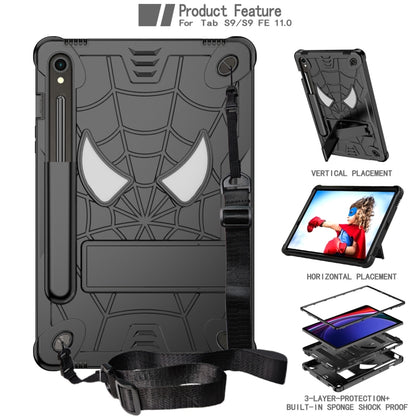 For Samsung Galaxy Tab S9 FE / S9 Fold-Holder Spider Silicone Hybrid PC Tablet Case(Black) - Galaxy Tab S9 Cases by buy2fix | Online Shopping UK | buy2fix