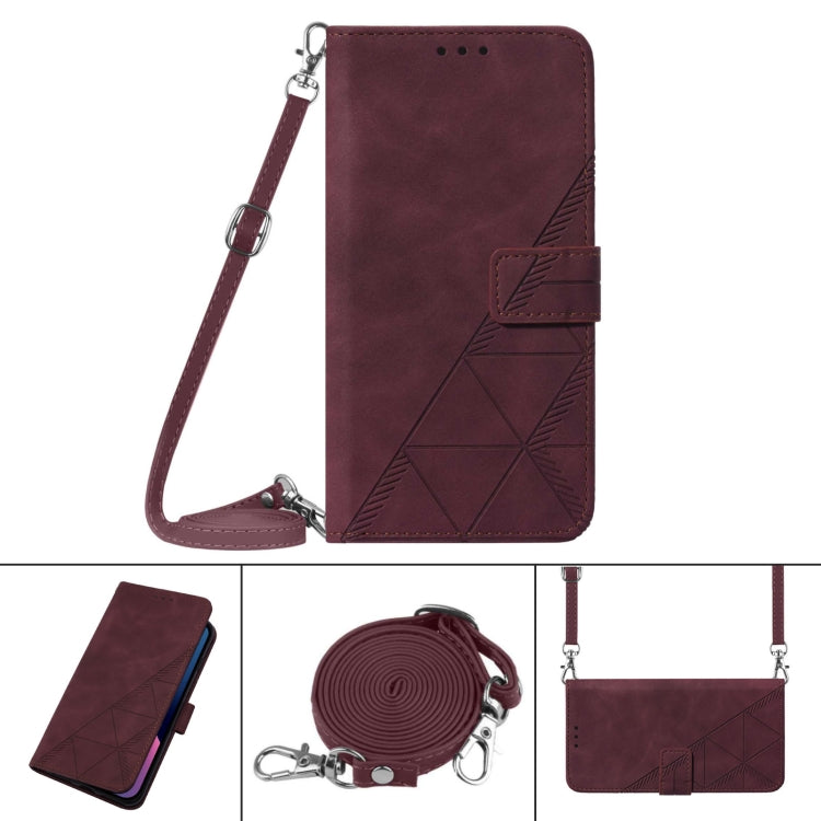 For Samsung Galaxy S24+ 5G Crossbody 3D Embossed Flip Leather Phone Case(Wine Red) - Galaxy S24+ 5G Cases by buy2fix | Online Shopping UK | buy2fix