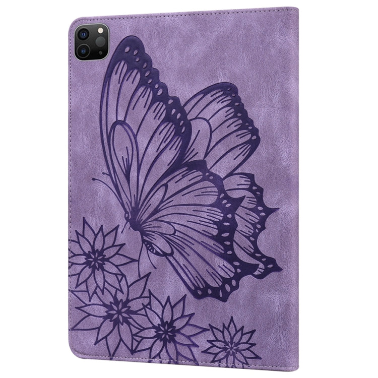 For iPad Pro 13 2024 Big Butterfly Embossed Leather Tablet Case(Purple) - iPad Pro 13 2024 Cases by buy2fix | Online Shopping UK | buy2fix