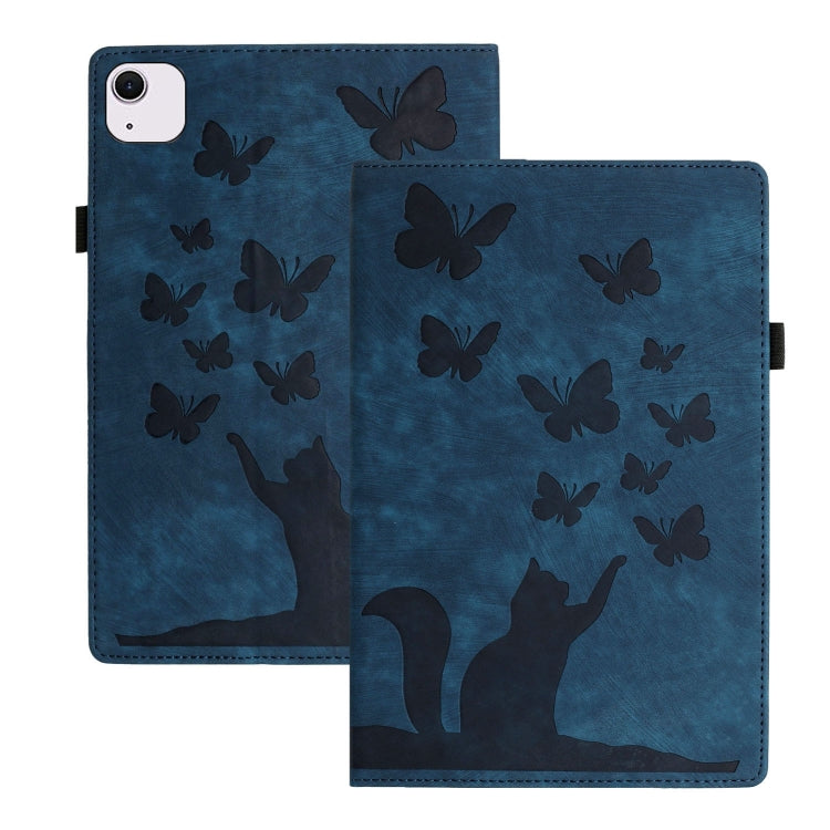 For iPad Air 11 2024 / Pro 11 2021 / 2020 Butterfly Cat Embossing Leather Tablet Case(Dark Blue) - iPad Air 11 2024 Cases by buy2fix | Online Shopping UK | buy2fix