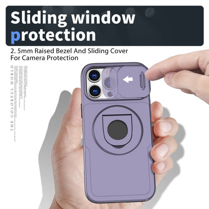 For iPhone 16 Pro Max Camshield MagSafe Ring Holder Armor Phone Case(Purple) - iPhone 16 Pro Max Cases by buy2fix | Online Shopping UK | buy2fix