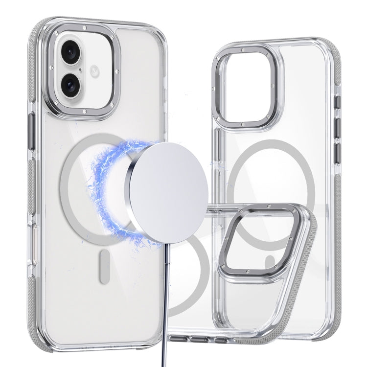 For iPhone 16 Plus Dual-Color Clear Acrylic Hybrid TPU MagSafe Phone Case(Grey) - iPhone 16 Plus Cases by buy2fix | Online Shopping UK | buy2fix