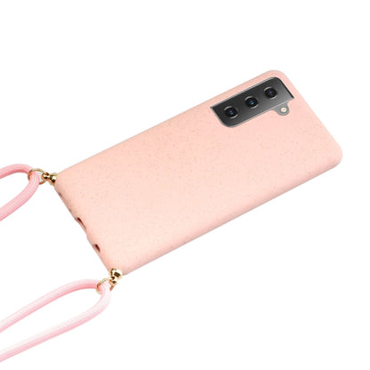 For Samsung Galaxy S24+ 5G Wheat Straw Material + TPU Phone Case with Lanyard(Pink) - Galaxy S24+ 5G Cases by buy2fix | Online Shopping UK | buy2fix