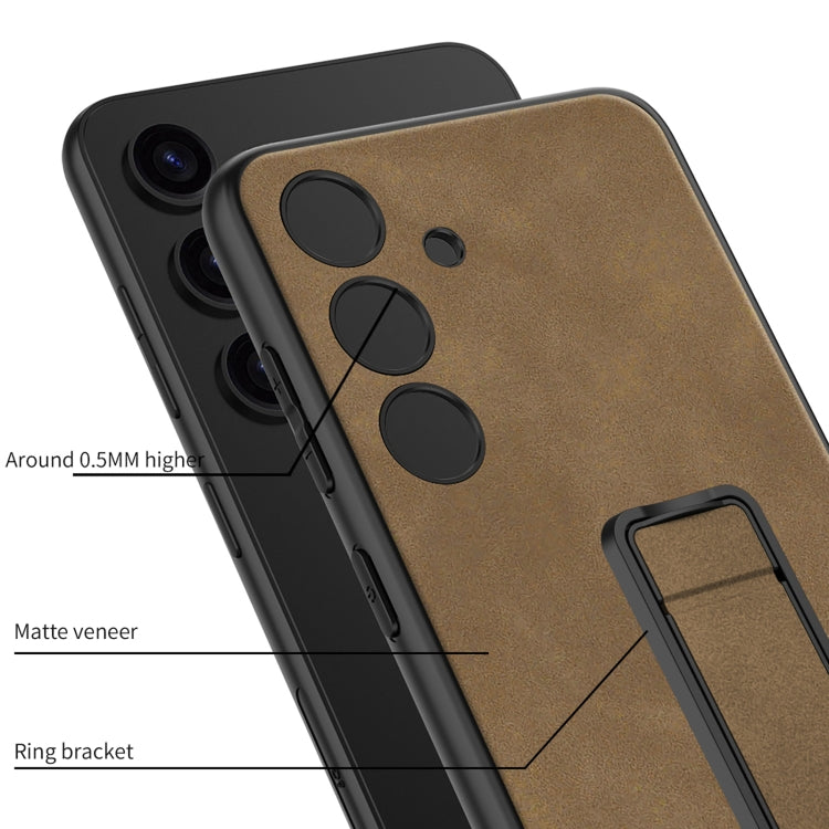 For Samsung Galaxy S24+ 5G GKK Skin Feel Frosted Leather Fold Holder Phone Case(Brown) - Galaxy S24+ 5G Cases by GKK | Online Shopping UK | buy2fix