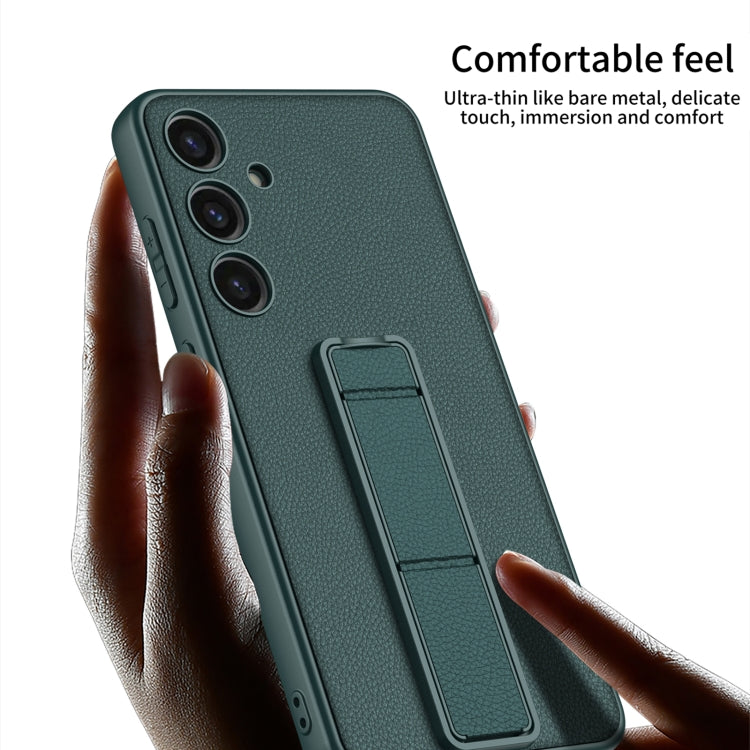 For Samsung Galaxy S24+ 5G GKK Skin Feel Leather Fold Holder Phone Case(Green) - Galaxy S24+ 5G Cases by GKK | Online Shopping UK | buy2fix