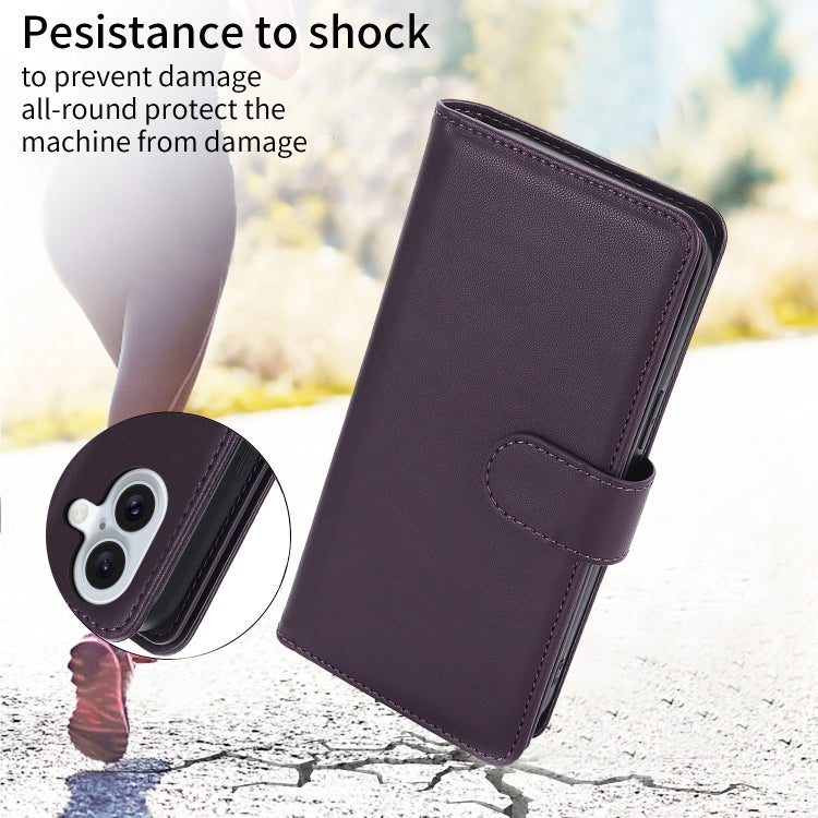 For iPhone 16 Multi-Card Wallet RFID Leather Phone Case(Dark Purple) - iPhone 16 Cases by buy2fix | Online Shopping UK | buy2fix