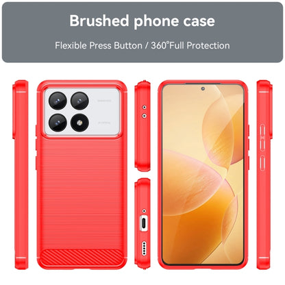 For Xiaomi Redmi K70 Brushed Texture Carbon Fiber TPU Phone Case(Red) - K70 Cases by buy2fix | Online Shopping UK | buy2fix