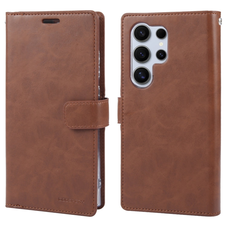 For Samsung Galaxy S24 Ultra 5G GOOSPERY MANSOOR DIARY 9 Card Slots Leather Phone Case(Brown) - Galaxy S24 Ultra 5G Cases by GOOSPERY | Online Shopping UK | buy2fix