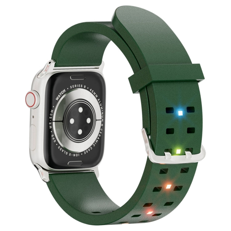 For Apple Watch Series 9 45mm Luminous Colorful Light Silicone Watch Band(Green) - Watch Bands by buy2fix | Online Shopping UK | buy2fix