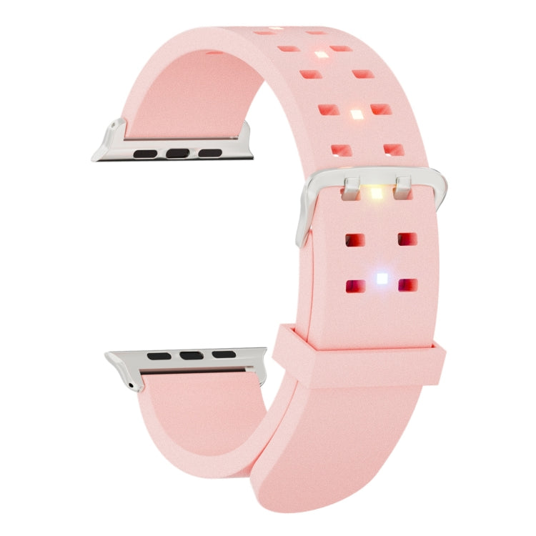 For Apple Watch Series 7 41mm Luminous Colorful Light Silicone Watch Band(Pink) - Watch Bands by buy2fix | Online Shopping UK | buy2fix