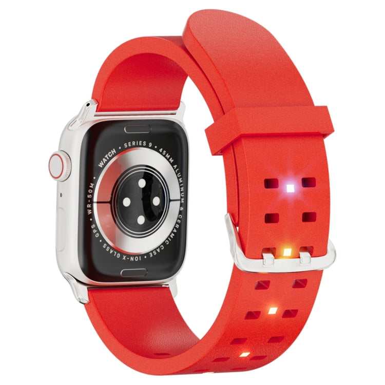 For Apple Watch Series 3 42mm Luminous Colorful Light Silicone Watch Band(Red) - Watch Bands by buy2fix | Online Shopping UK | buy2fix