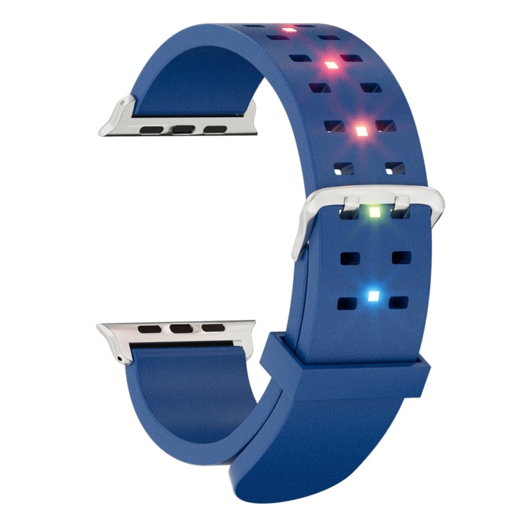 For Apple Watch Series 2 38mm Luminous Colorful Light Silicone Watch Band(Blue) - Watch Bands by buy2fix | Online Shopping UK | buy2fix