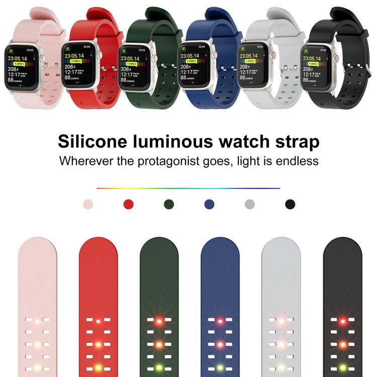 For Apple Watch SE 44mm Luminous Colorful Light Silicone Watch Band(Black) - Watch Bands by buy2fix | Online Shopping UK | buy2fix