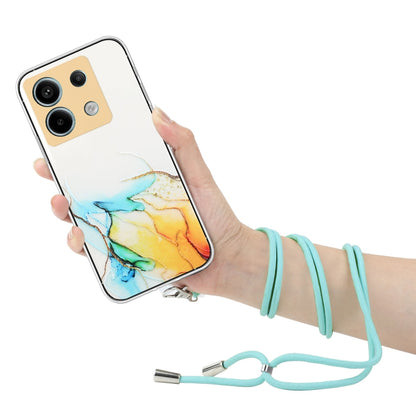 For Xiaomi Poco X6 5G Hollow Marble Pattern TPU Phone Case with Neck Strap Rope(Yellow) - Xiaomi Cases by buy2fix | Online Shopping UK | buy2fix