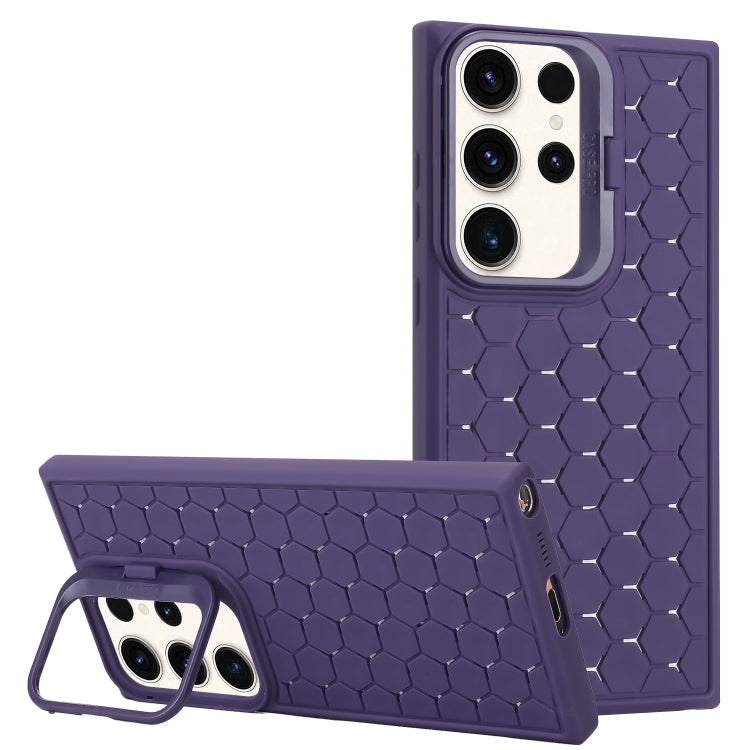 For Samsung Galaxy S24 Ultra 5G Honeycomb Radiating Lens Holder Magsafe Phone Case(Purple) - Galaxy S24 Ultra 5G Cases by buy2fix | Online Shopping UK | buy2fix