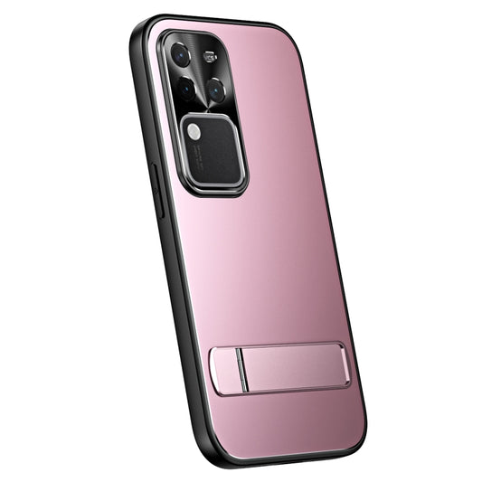 For vivo S18 Pro R-JUST RJ-61 Electroplating Frosted TPU + PC Phone Case with Holder(Pink) - S18 Pro Cases by R-JUST | Online Shopping UK | buy2fix