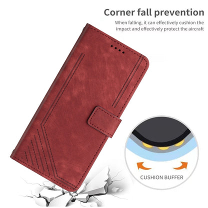 For OnePlus 12 Skin Feel Stripe Pattern Leather Phone Case with Lanyard(Red) - OnePlus Cases by buy2fix | Online Shopping UK | buy2fix