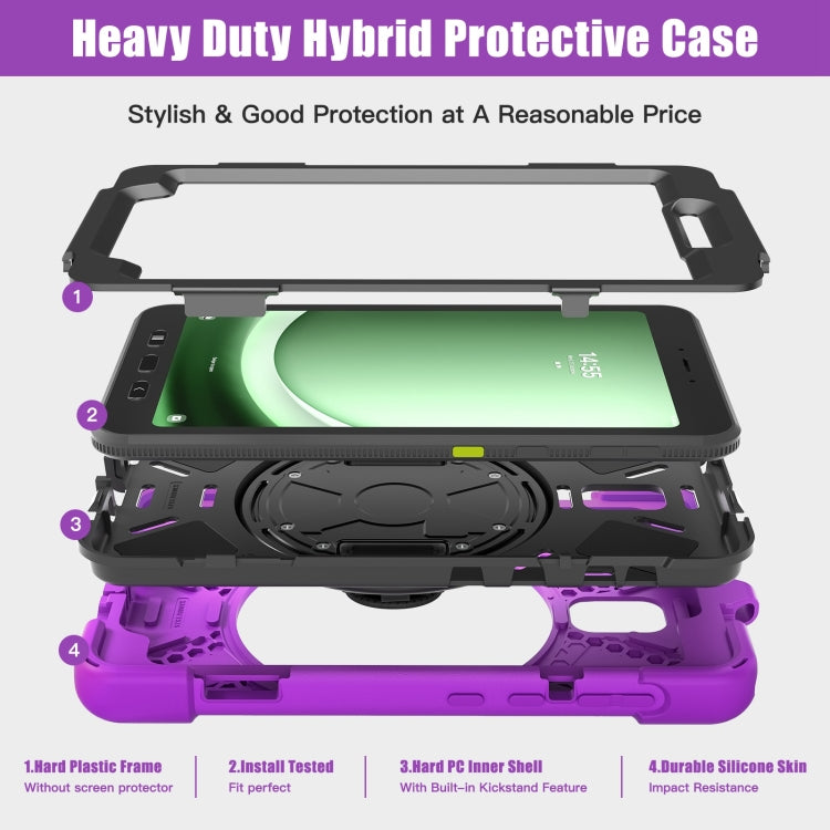 For Samsung Galaxy Tab Active5 X300 Rotary Grip Silicone Hybrid PC Tablet Case with Shoulder Strap(Purple) - Other Galaxy Tab PC by buy2fix | Online Shopping UK | buy2fix