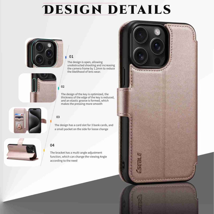 For iPhone 14 Pro ESEBLE E1 Nappa Texture MagSafe Holder Leather Phone Case(Rose Gold) - iPhone 14 Pro Cases by ESEBLE | Online Shopping UK | buy2fix