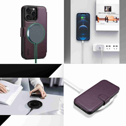 For iPhone 15 ESEBLE E1 Nappa Texture MagSafe Holder Leather Phone Case(Dark Purple) - iPhone 15 Cases by ESEBLE | Online Shopping UK | buy2fix