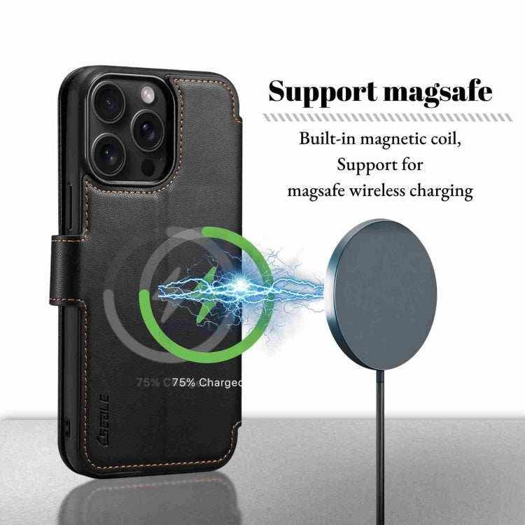 For iPhone 15 Pro ESEBLE E1 Nappa Texture MagSafe Holder Leather Phone Case(Black) - iPhone 15 Pro Cases by ESEBLE | Online Shopping UK | buy2fix